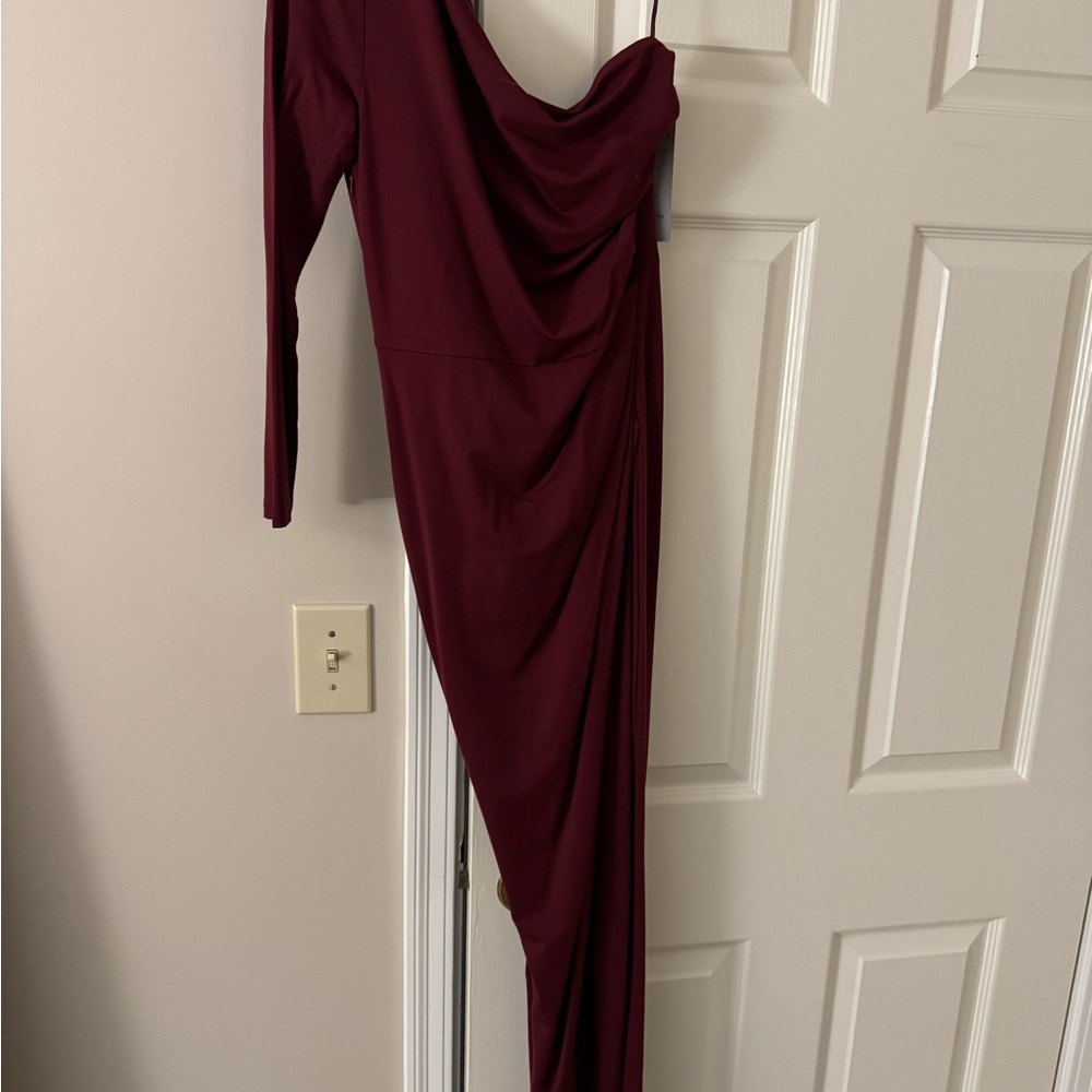 Chic One-Shoulder Burgundy Asymmetrical Dress